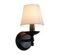 Black Retro Wall Mount Lamp with Fabric Shade, 1-Light Bathroom Vanity Sconces Wall Lighting - E14 Socket, Bedroom Bedside Living Room Linen Cloth Wall Lights