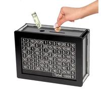 Black Reusable Piggy Bank With Money Goal Counter Piggy Bank DIY Saving Money Box For Helps The Habit Of Saving(USD 1000)