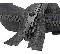 Black Reversible Chunky Zipper Flip Over Fastener for Double Sided Jackets Fleeces Hoodies Open End Size #5 Single Metal Slider Plastic Sturdy Teeth (45cm (17.7''))