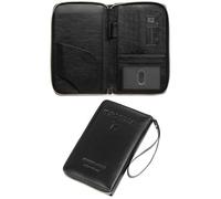 Black RFID Blocking Travel Wallet, Genuine Leather Passport Holder with Multiple Card Slots & Document Pockets, Slim Passport Organizer for Men & Women