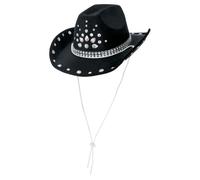 Smiffys Black Rhinestone Cowboy Hat, Cowboys and Indians Fancy Dress, Western Dress Up Hats