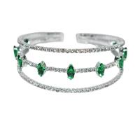 Black Rhinestone Cuff Bracelet for Women - Self Love Jewelry, Sparkly Adjustable Bangle for Wedding & Party (Green)