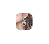 Black Rhinestone Dangle Statement Earrings for Women Boho Vintage Large Crystal Square Drop Earrings Exaggerated Prom Earrings Bride Wedding Jewelry, L, Metal, No Gemstone