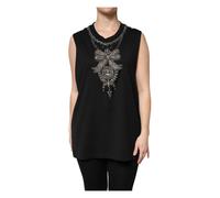 Black Rhinestone Tank Top - female - Dolce & Gabbana - Sleeveless Tops - Black - S - Tops S