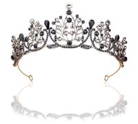 Black Rhinestone Tiara Crown, Vintage Golden Black Diamond Crown,Vintage Crystal Wedding Crown Quality Crown Crystal Tiara, Suitable For Holiday Wedding Parties