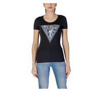 Black Rhinestone Triangle Logo Tee- female- Guess- T-Shirts- Black- M- Tops M