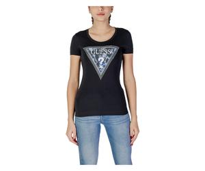 Black Rhinestone Triangle Logo Tee- female- Guess- T-Shirts- Black- S- Tops S