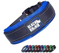 Black Rhino Comfort Collar Ultra Soft Neoprene, Padded Dog Collar Suitable for All Breeds - Heavy-Duty, Adjustable, Reflective, and Waterproof - Ideal Fit for Active Dogs - Medium, Blue and Grey