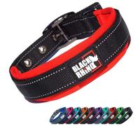 Black Rhino Comfort Dog Collar - Thick and Heavy-Duty Collar - Strong Neoprene Padding - Adjustable Sizing for Small, Medium, Large Dogs - Soft, Stylish Dog Collars in Red and Black