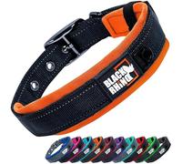 Black Rhino Dog Collar - Heavy-Duty Adjustable and Reflective Waterproof Dog Collars - Soft Neoprene Padded Dog Collar Suitable for All Breeds - Ideal Fit for Active Dogs - Large, Orange and Black