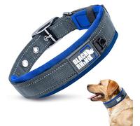 Black Rhino Dog Collar - Heavy-Duty Adjustable and Reflective Waterproof Wide Dog Collar - Soft Neoprene Padding Collars Suitable for All Breeds - Ideal Fit for Active Dogs - Large, Black and Blue
