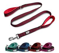 Black Rhino Dog Leash - Heavy Duty - Medium & Large Dogs | 5ft Long Leashes | Two Traffic Padded Comfort Handles for Safety Control Training - Double Handle Reflective Lead - (5 Ft, Red/Bl)