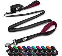 Black Rhino Dog Leash - Heavy Duty - Medium & Large Dogs | 6ft Long Leashes | Two Traffic Padded Comfort Handles for Safety Control Training - Double Handle Reflective Lead (Burgundy)
