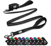 Black Rhino Dog Leash - Heavy Duty - Medium & Large Dogs | 6ft Long Leashes | Two Traffic Padded Comfort Handles for Safety Control Training - Double Handle Reflective Lead - (Black)