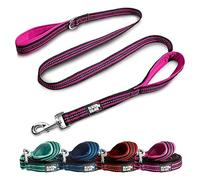 Black Rhino Heavy Duty Leash for Medium and Large Dogs - 5ft Long Double Handle Leash with Padded Traffic Control Handles - Reflective, Durable and