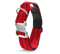 Black Rhino - Tactical Dog Collar Ultra-Soft Neoprene Padded Dog Collars for Medium, Large, XL Dogs | Heavy Duty Metal Buckle | Padded Handle for Dog Training (XL, Red), dog collar large dogs