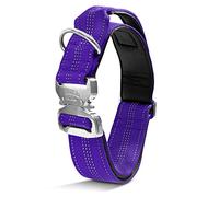 Black Rhino - Tactical Dog Collar Ultra-Soft Neoprene Padded Dog Collars for Medium, Large, XL Dogs | Heavy Duty Metal Buckle | Padded Handle for Dog Training (Large, Purple), dog collar large dogs
