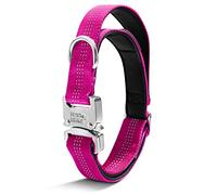 Black Rhino - Tactical Dog Collar Ultra-Soft Neoprene Padded Dog Collars for Medium, Large, XL Dogs | Heavy Duty Metal Buckle | Padded Handle for Dog Training (Medium, Pink)