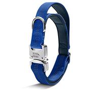 Black Rhino - Tactical Dog Collar Ultra-Soft Neoprene Padded Dog Collars for Medium, Large, XL Dogs | Heavy Duty Metal Buckle | Padded Handle for Dog Training (Medium, Blue)