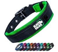 Black Rhino, The Comfort Collar, Dog Collar for All Breeds, Ultra Soft Neoprene Padded Collar, Sturdy, Adjustable, Reflective - Weather Resistant, Medium, Green/Black