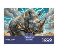 Black Rhinoceros 1000 Pieces Jigsaw Puzzles Engaging Educational Games Jigsaw Puzzles Beautiful Decoration for Adults And Kids 52x38cm/1000pcs