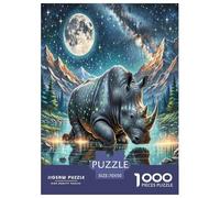 Black Rhinoceros 1000 Pieces Jigsaw Puzzles For Adults Challenging Game Stress Relieving Entertainment Exercise The Memory of The Brain for The Whole for Women, Gifts for Men 70x50cm/10