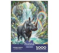 Black Rhinoceros Jigsaw Puzzles Puzzle for Adults Kids. 1000 Piece Great Gifts Challenge Toy Educational Game Home Decoration for Adults& Kids Age 14 Years Up 70x50cm/1000pcs