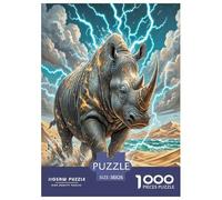 Black Rhinoceros Jigsaw Puzzles Puzzle for Adults Kids. 1000 Pieces Great Gifts Challenge Toy Educational Games Home Decoration for Adults& Kids Age 14 Years Up 38x26cm/1000pcs