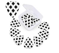 Black Rhombus Guitar Picks 12 Pack with Organizer Box, 0.46 0.71 0.96 mm Includes Thin Medium Heavy Thickness,Abstract Guitar Pick Plectrums for Electric Guitar Ukulele Bass