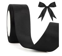 Black Ribbon 40mm 23m Double Sided Balck Satin Ribbon for Gift Wrapping Ribbons for Crafting Thick Fabric Ribbons for Bouquets Hair Bows Cake Birthday Wedding Prom Halloween Christmas Decorations