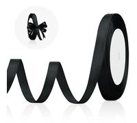 Black Ribbon for Gift Wrapping 10mm 22 Meters Halloween Ribbon Thick Satin Ribbon for Balloons Black Bows for Gift Wrapping for Crafting Art Balloon Hair Bows Decoration Cake Decoration Hair