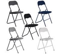 (Black, Ribcord) 4x Folding Lightweight Chair Set Metal Frame Seats