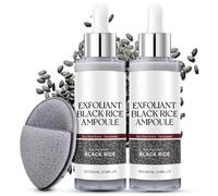 Black Rice Ampoule with Sponge, Black Rice Face Exfoliator, Exfoliating Toner For Face - Pore Minimizer Soft Exfoliatin-g Body Scrub Dead Skin Cells, Blackhead Remover for All Skin Type