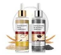 Black Rice Exfoliant and White Rice Ampoule Exfoliant, Peel Shot Glow Exfoliating Face Serum, Korean Skin Care Soft Exfoliating Body Scrub Dead Skin Cells, Blackheads Remover For All Skin Types 100ml