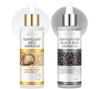 Black Rice Exfoliant Serum + White Rice Exfoliant Serum Kit, Exfoliating Peel Ampoule, Skin Peel & Hydration Shot for Face and Body, Gentle Remove Dead Skin & Blackhead, Active Skin Repair So Soft