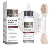 Black Rice Exfoliating Ampoule with Silicone Brush - Gentle Brightening Facial Scrub & Pore Refining Formula for Smooth, Radiant Skin, 30ml