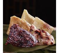 Black rice honey dates＆bean paste Zongzi, Duanwu sweet Zongzi, nutritious purple Glutinous rice cakes, traditional hand-made cakes, Chinese snacks, dumplings, dessert (2 flavors,12 pcs)
