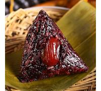 Black rice honey dates＆bean paste Zongzi, Duanwu sweet Zongzi, nutritious purple Glutinous rice cakes, traditional hand-made cakes, Chinese snacks, dumplings, dessert (Sweet jujube filling,6 pcs)