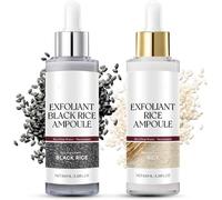 Black Rice Peeling Ampoule, Glow Rice Ampoule,White & Black Rice Face Exfoliator, Exfoliating Toner For Face, Tone And Texture Refining, Hydrating Formula, for All Skin Types B, 200ML)