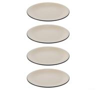 Black Rim Serving Plates 4pcs for Restaurant Home(Brown)