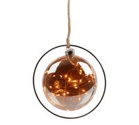 Urbn-Living Urbnliving 20Cm Depth Hanging Black Ring Orb 30 Led With Jute Rope Fairy String Lights Xmas Decorative