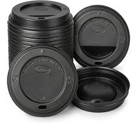 Black Ripple Coffee Cup Lids, Pack of 500 Quick Snap-On, Leak-Resistant Sip Lids for Hot Takeaway Drinks, Universal Fit for 8oz / 12oz / 16oz Disposable Lids for Catering, Cafes & Home Use.