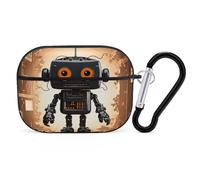 Black Robot Earbuds Organizer Shockproof Protective Airpods Pro Cover with Carabiner Clip Anti Fall Carrying Earphone Case Cover for Airpods Pro 2nd Generation Black