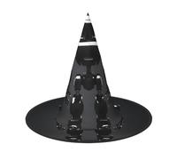 Black Robot Print Teens Adults Halloween Witch Hat Unisex Cap For Wide Brim Carnivals Party Accessory