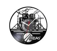 Black Rock and Roll Drum Set Wall Clock - Stylish Music-Themed Home Décor | Ideal for Music Decorations, Wall Art, and a Unique Gift for Friends, Family, and Music Enthusiasts