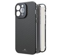 Black Rock Case for iPhone 15 Pro Max (Carbon Coating, Camera Protection, Metal Frame, 360° All-Round Protection, Wireless Charging Compatible, Ultra Thin, Slim, Magnet, Cover, Mobile Phone Case,