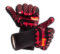 Black Rock Grill 500°C Heat Resistant BBQ & Oven Gloves - Medium | Non-slip silicone heat-resistant gloves for BBQ, fireplaces, air fryers, welding & oven cookware. 500°C proof. 28cm.