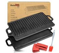 Black Rock Grill Reversible Cast Iron Griddle Pan (46x23cm) for BBQ & Hob