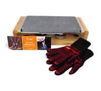 Black Rock Grill Sharing Hot Lava Stone Steak Set - Tabletop Grill | Premium lava rock cooking stone set with bamboo frame & burners. Interactive hot stone tabletop grill for 2-4 diners.