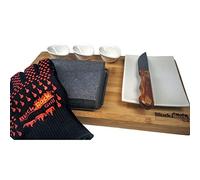 Black Rock Grill Steak On The Stone Set, Hot Rock Grill Table Top Lava Cooking Stone (One Gift Set)